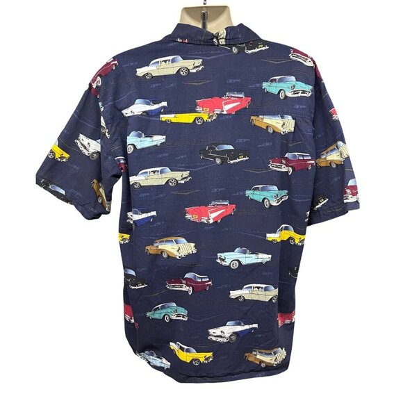 David Carey Mens Vintage Retro Classic Chevy Cars Button Up Camp Shirt XL Pocket - Picture 2 of 7